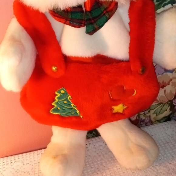 BEAUTIFUL VINTAGE 20" INCH BLUE EYED WHITE CAT CHRISTMAS STOCKING - Picture 5 of 8